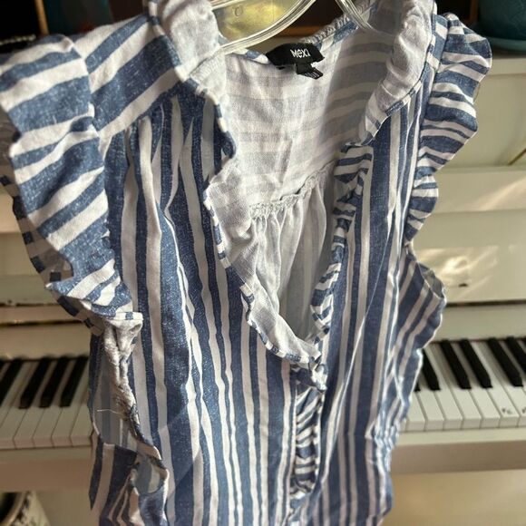 Mexx Light Blue and White Striped Top M - Picture 11 of 16